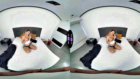 Kristy Waterfall Czech teen rides cock in VR with moans, nude in stockings
