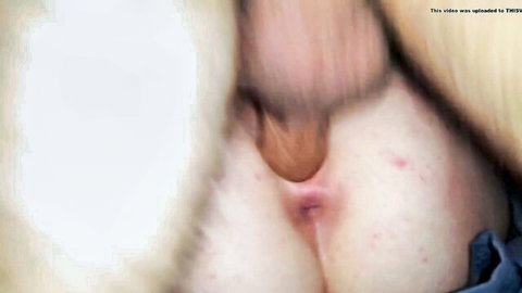 Blonde woman's tight pink asshole stretched by thick cock in nasty anal penetration closeup