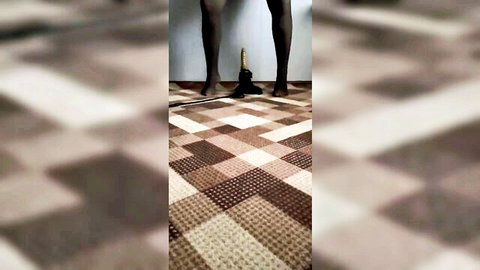 Milla-7 standing in black thigh-high stockings teasing