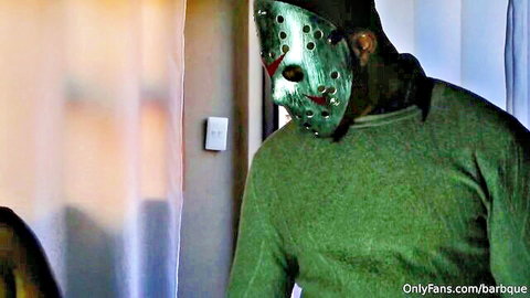 South African beauty in Jason mask igniting wild passion heat