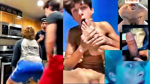 Young slim men in explicit gay oral and toy play compilation