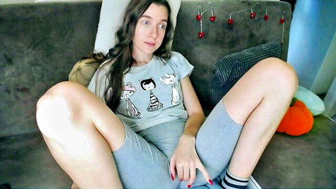 Kozerog20 spreads legs teasing in tight shorts on MyFreeCams