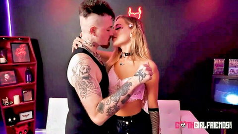 Blake Blossom and Logan Xander goth couple kissing passionately