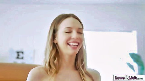 Blonde stepmom smiling topless in gyno pussy play exam