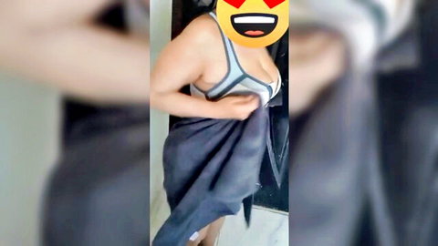 Sexy Arab stepsister in sports bra and towel