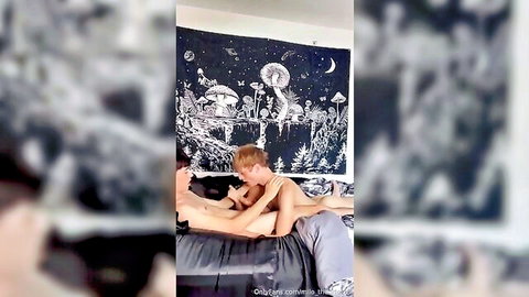 Cute redhead twink gets fucked doggystyle by friend on bed