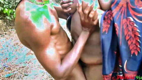 Muscular ebony man pounding curvy black woman doggystyle hardcore