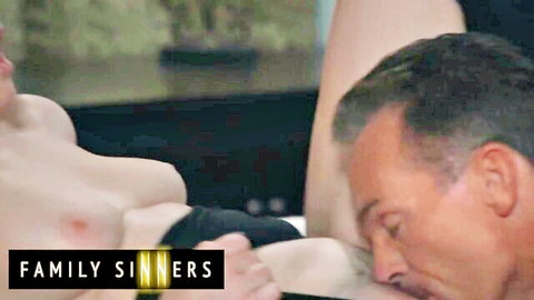 Blonde stepdaughter handjobs stepdaddy until cum explosion in family sinners video