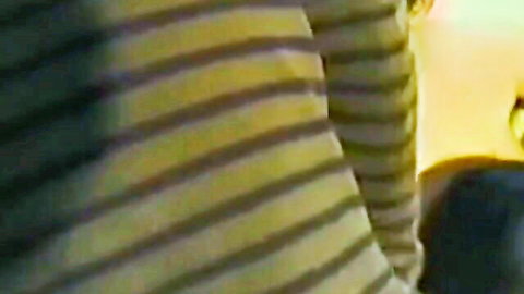 Amateur Chinese youngster in tight striped top, bareback tease