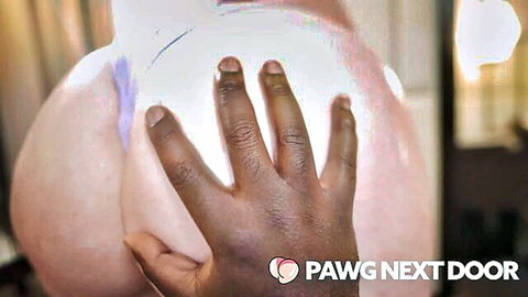 Black hand spreading massive white PAWG's huge pale ass cheeks POV