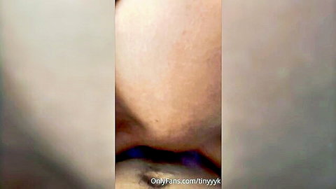Asian Tinyyk teasing tongue out licking in interracial close-up