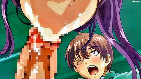 Reika Shichijo lactating huge tits on young boy hentai scene