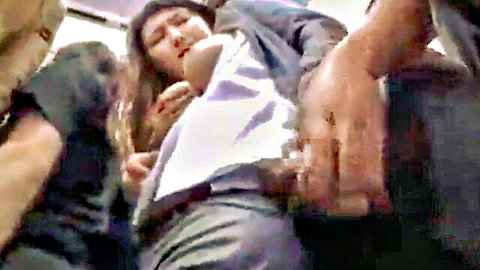Asian beauty groped on bus, intense public molestation scene