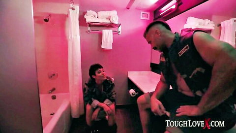 Brooklyn Gray teasing muscular man in steamy bathroom scene