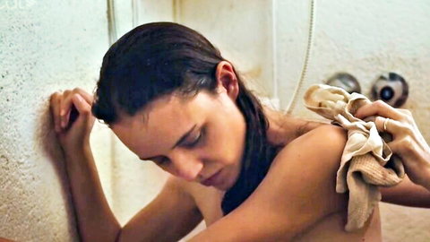 Daniela Brown nude tits in steamy bathroom scene from Ave Maria (2022)
