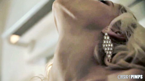 Charlotte Stokely blonde in sensual close-up, neck and earrings