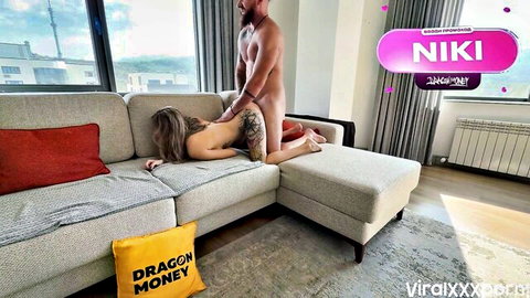 Vik1one in doggy style fuck, cumshot on tits after intense sex