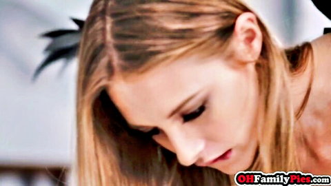 Kyler Quinn blonde model in close-up intimate expression, step-sibling humping scene