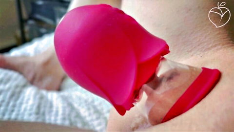 JuliaJoi moans intensely as rose vibrator sucks her wet pussy close-up