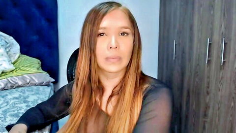 Leandraxts teasing in sheer black top, webcam solo show