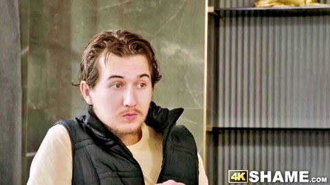 Young man in black vest during live stream with Victoria Nova MILF scene