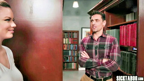 Heather Honey teasing classmate in seductive library encounter