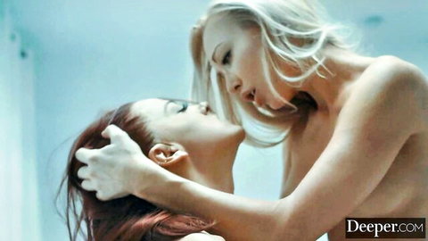 Kayden Kross and Evelin Stone in nude lesbian fingering embrace