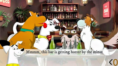 Group of flirty anthropomorphic male animals at a bar