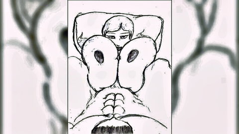Anime hentai girl with huge tits gets pussy licked in cunnilingus on bed