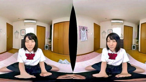 Cute Japanese schoolgirl in uniform teases in VR POV