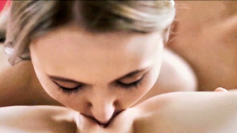 Blonde woman kissing breasts in lesbian erotica compilation HD