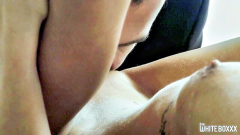 Sarah Kay's nipple kissed intimately in close-up breast play scene