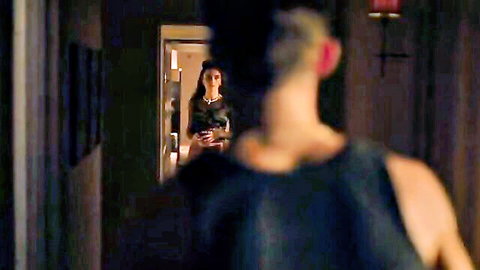 Asha Banks sexy doorway scene in My Fault London, nude tits celeb tease