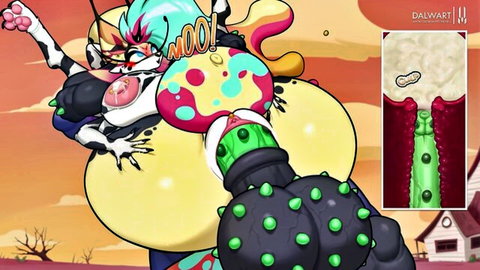 Beelzebub Cow moaning in nasty hentai penetration with huge tits and ass