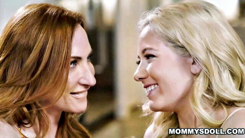 Sophia and River smiling intimately in lesbian mentoring scene