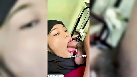 Ukhti Dera Anjela in hijab performing intense blowjob, latest explicit content