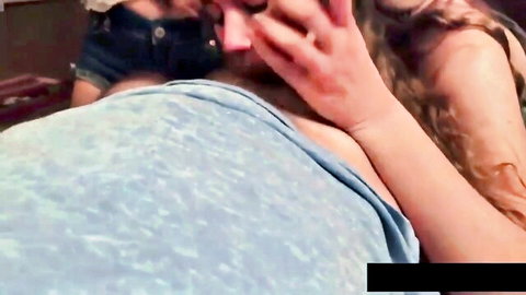 Amateur blonde in open denim jacket gets tits groped closeup