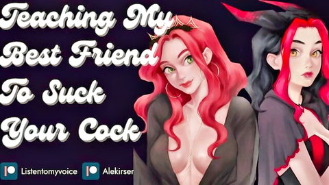 Yumprincess teaches best friend to suck cock, busty redhead and black-haired sluts in cleavage tops