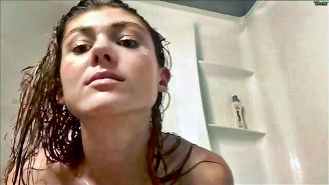 Lil Luca wet naked in shower close-up, amateur Chaturbate solo