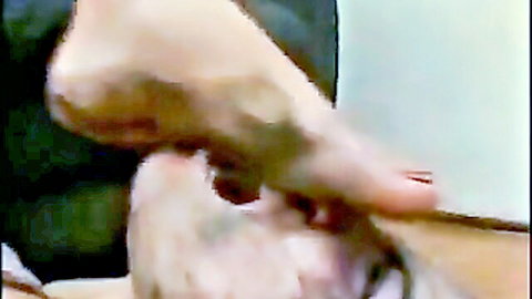 Glaycie's foot domination, bare toes gripping cock in closeup