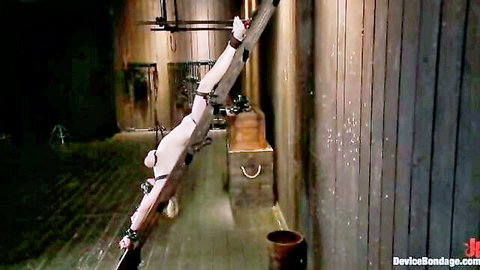 Penny Pax naked and twisted in intense BDSM rope bondage