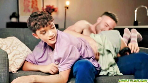 Adorable femboy Sam Ledger fucked by boyfriend on couch