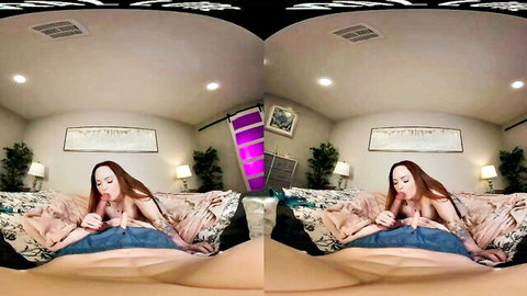 Busty redhead Summer Hart teasing in immersive VR porn