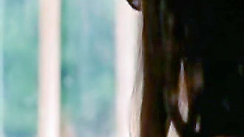 Brunette beauty in profile view for celebrity handjob scene