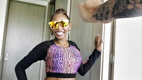 Slim Marbella Leon in crop top picked up by Logan Salamanca