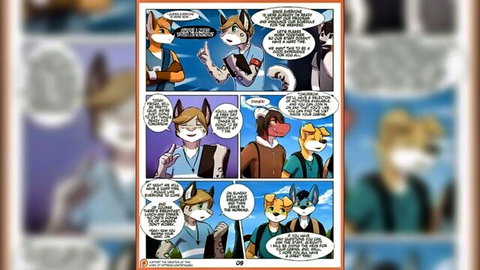 Furry gay yiff comic panel with anthropomorphic fox boys in school uniforms and coats
