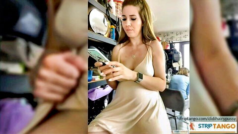Didihairypussy in sheer slip dress, amorous phone pose
