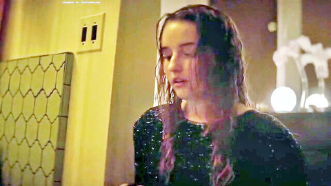 Kaitlyn Dever wet hair intense gaze in black sequin top nude kiss preview