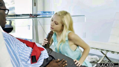 Blonde teen Odette Delacroix giving passionate blowjob to BBC