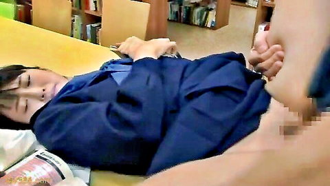 Japanese schoolgirl in sailor uniform penetrated on table, ignoring sex act